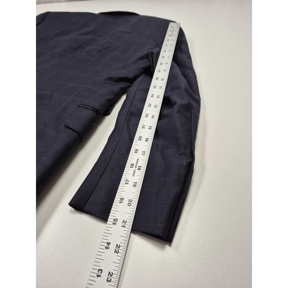 Peter Millar Blazer Mens 36S Blue 100% Wool Sport Coat Made In Canada Windowpane - Picture 12 of 14